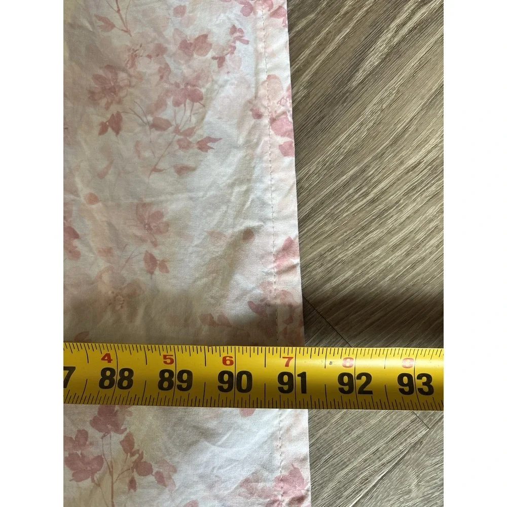 Ralph Lauren King Flat Sheet 91x101 Dusty Rose Blush Watercolor Floral Cotton
